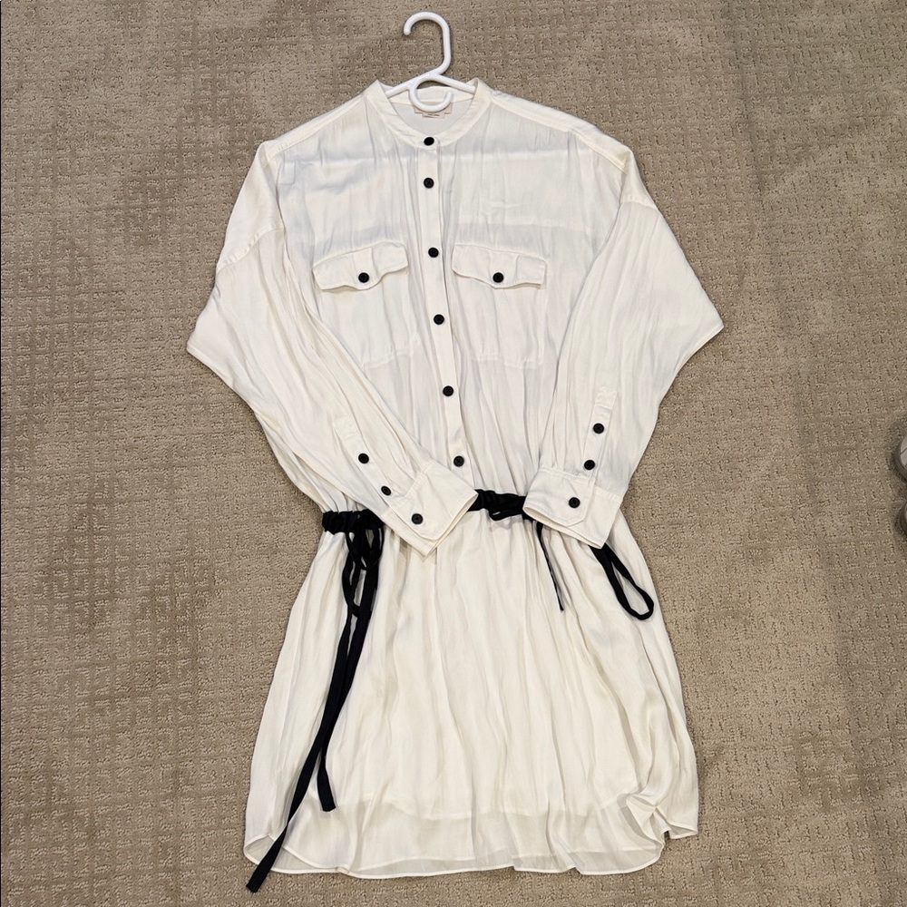 Zadig & Voltaire Cream Long Sleeve Dress with Black Accents
